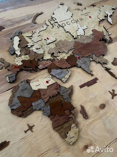 Деревянная карта мира, Панно на стену из дерева