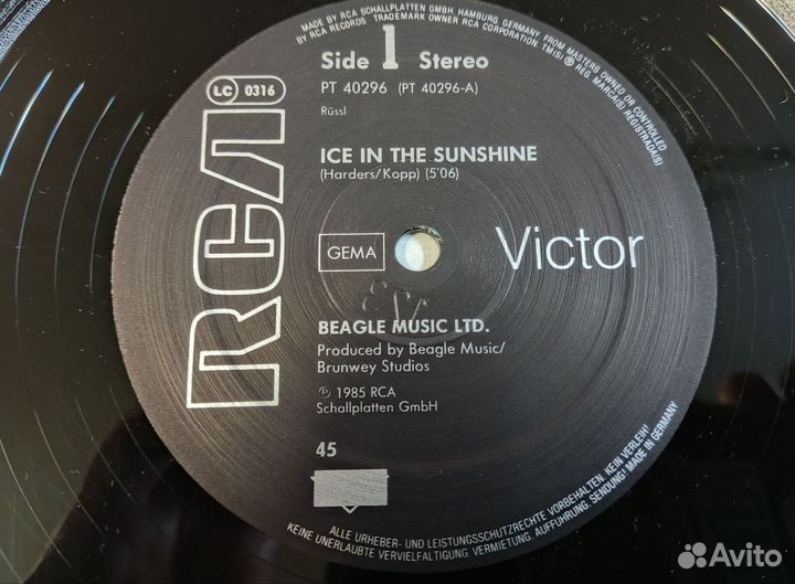 Beagle Music Ltd Ice In The Sunshine винил 1985