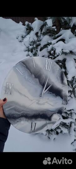 Часы из эпоксидной смолы диаметр 35 см