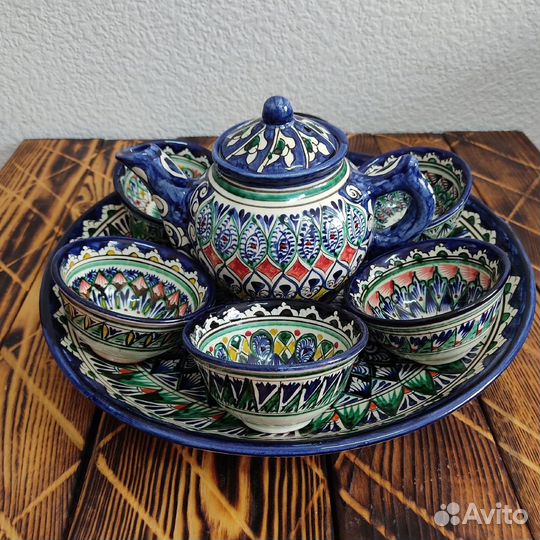 Узбекская Посуда керамика Ляган,чайник пиала