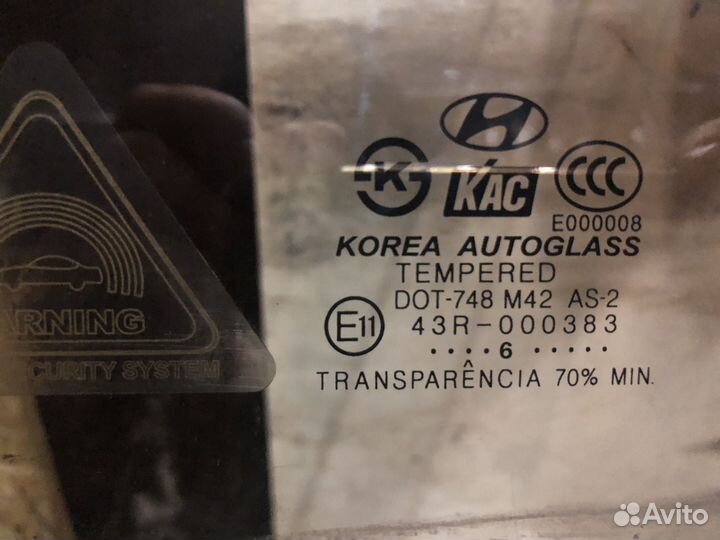 Переднее левое стекло