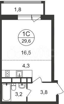 Квартира-студия, 29,4 м², 10/20 эт.