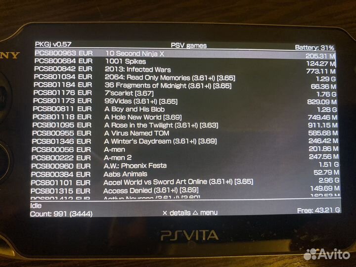 Ps vita прошитая 64GB