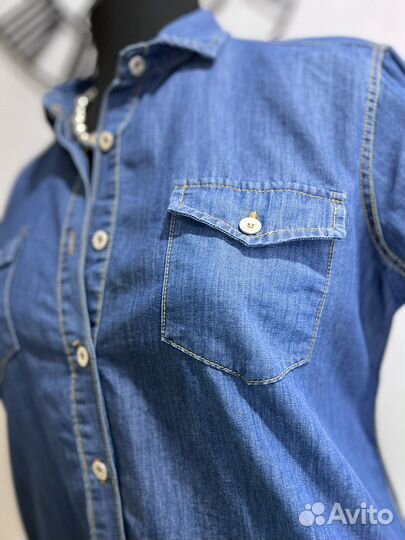Джинсовая рубашка Турция 46-48 #78