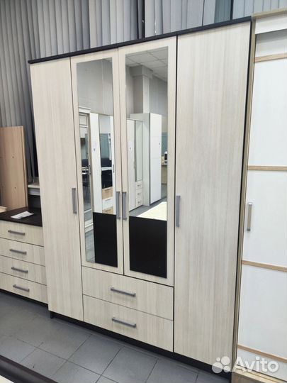 Шкаф с ящиками и зеркалами Денвер 1,6м