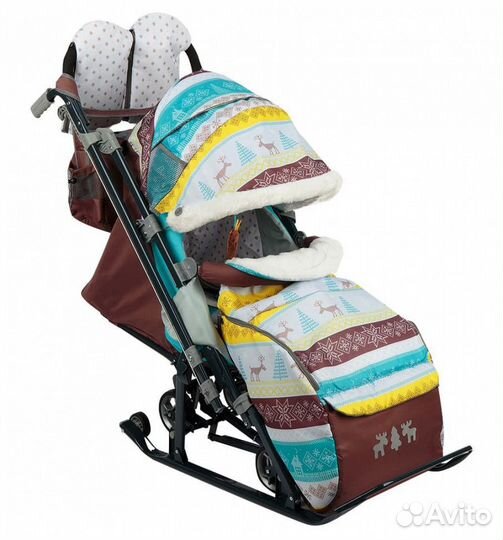 Санки-коляска Ника детям 7 Скандинавский бирюзовый