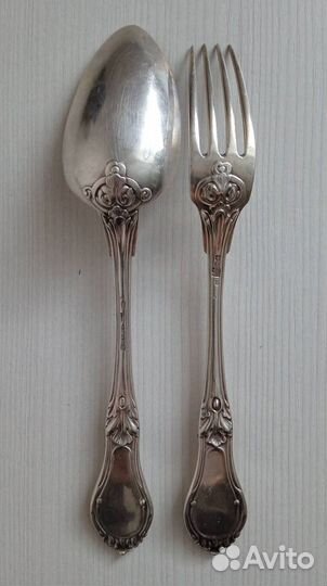 Набор вилка+ложка, серебро 84 пробы, сп, 1851г