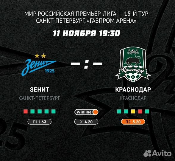 Игра Зенит - Краснодар