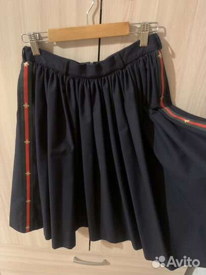 Юбка женская темно-синяя gucci шерстяная