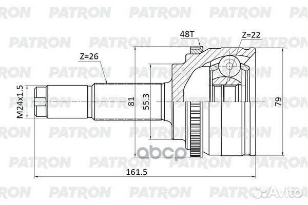 ШРУС наружный 26X55,3X22 Lifan X60 левый