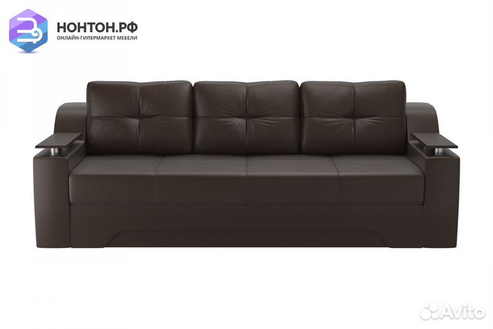 Диван еврокнижка Сенатор экокожа коричневая