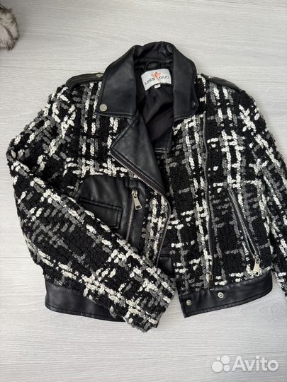 Твидовая/кожаная куртка