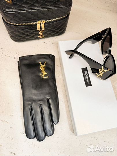 Перчатки кожаные saint laurent женские