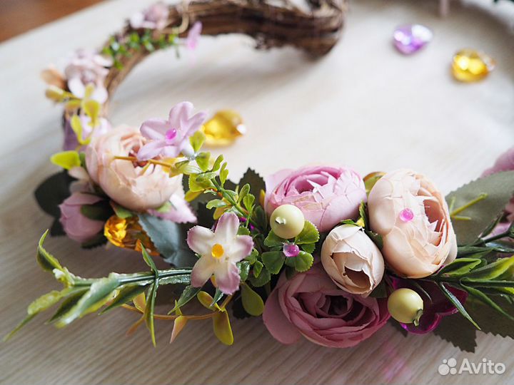 Венок Сиренево-персиковый