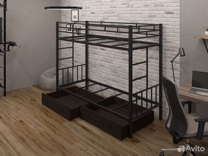 Двухъярусная кровать металлическая
