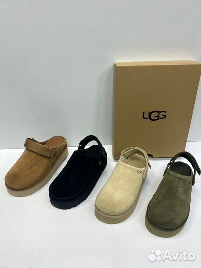 Сабо женские Ugg черные летние замшевые