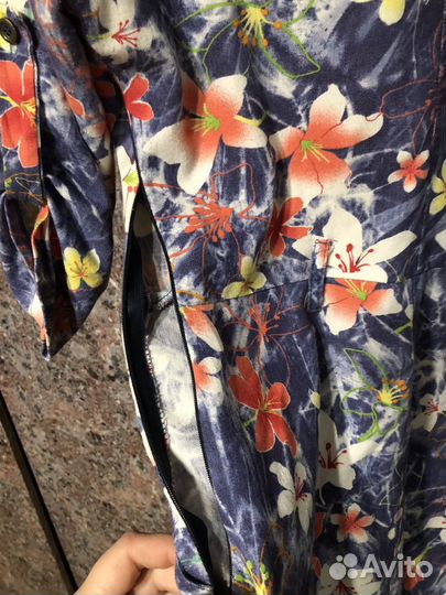 Платье рубашка под джинсу 46 принт модные цветы