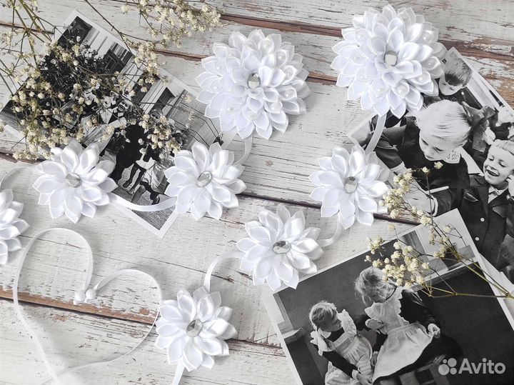 Лента в косу школьные бантики ручной работы