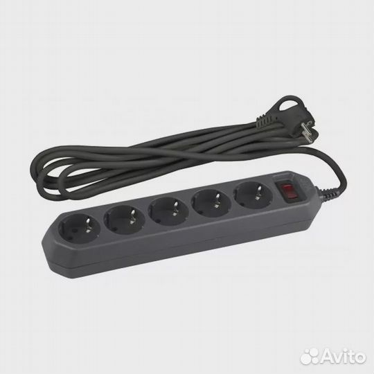 Сетевой фильтр 5 гнезд 1,5м 10A с/з с выключателе