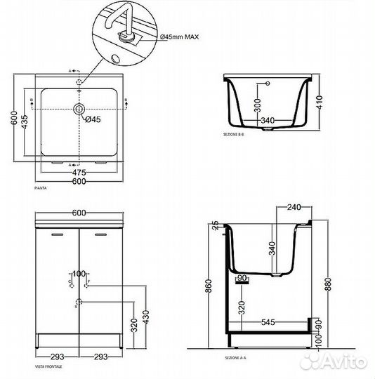 Тумба с раковиной Kerasan Aquadom 60 9165k3 Белая