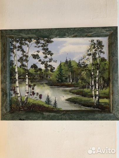 Панно из камня (рамка змеевик)