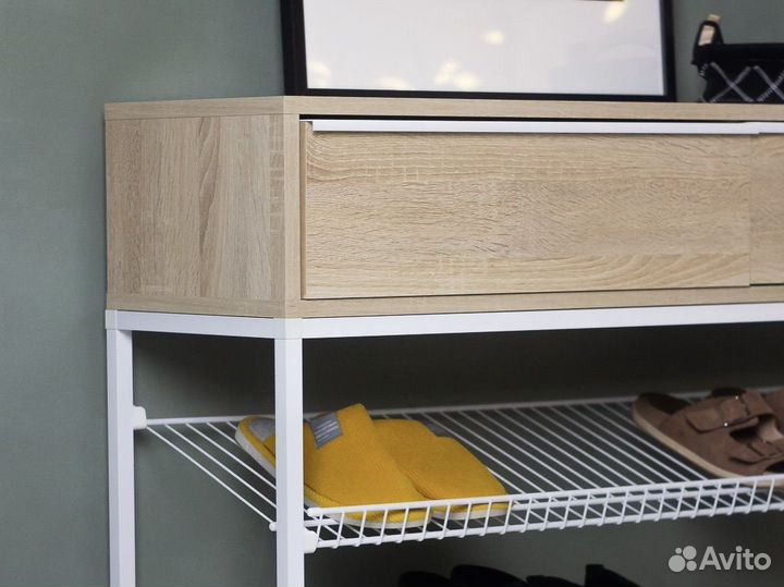 Обувница металлическая напольная с ящиками