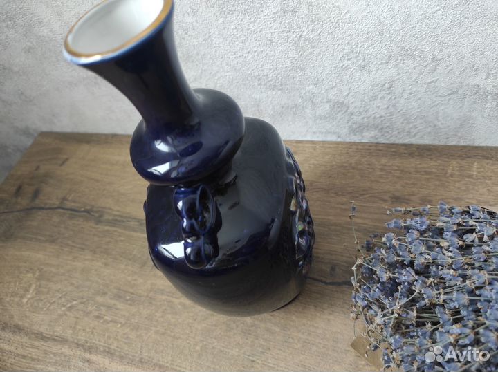 Винтажная ваза для цветов. Кобальт