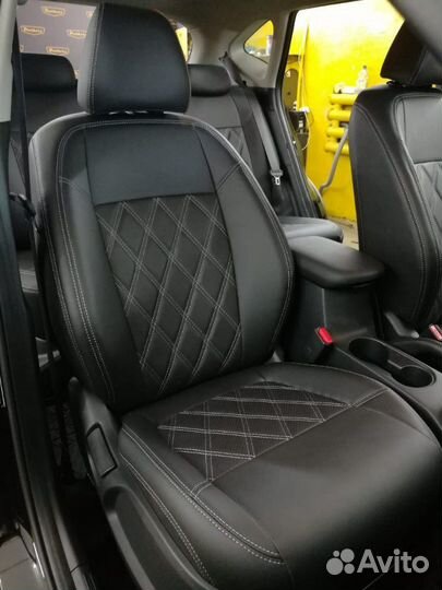 KiA Seltos чехлы премиум-класса Ромбы