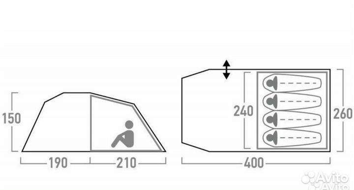 Палатка 4 местная outventure новая