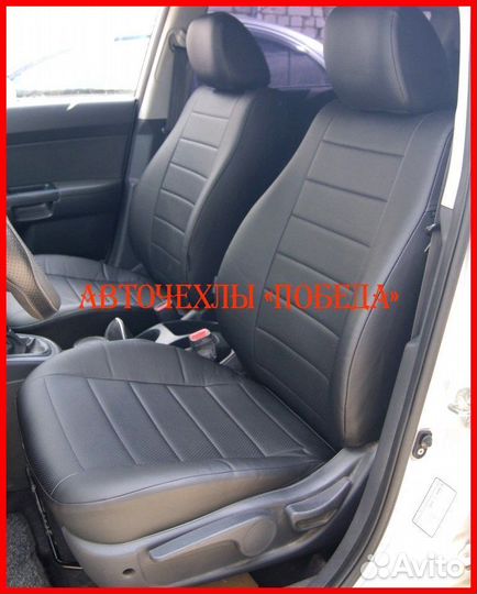 Чехлы Kia Soul 1 из экокожи чёрные Классика