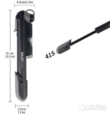 Велонасос с манометром Giyo GP-41S до 80psi,5.5атм