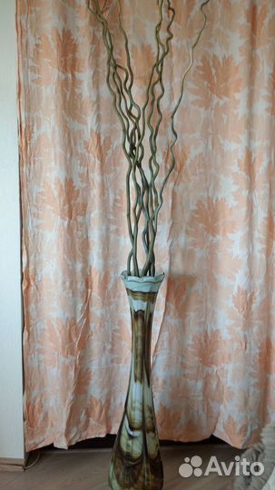 Вазы из цветного стекла и дерева СССР