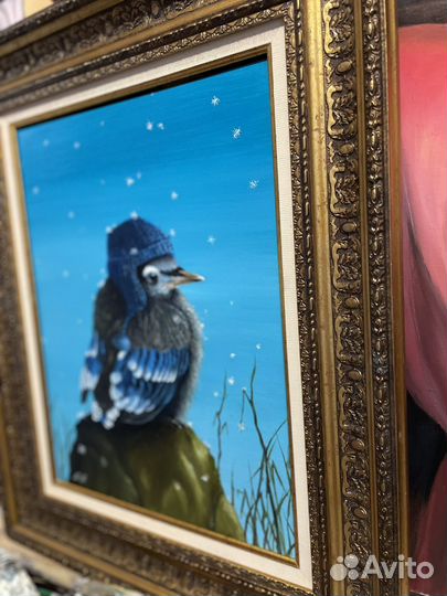 Птицы#зима 30х40