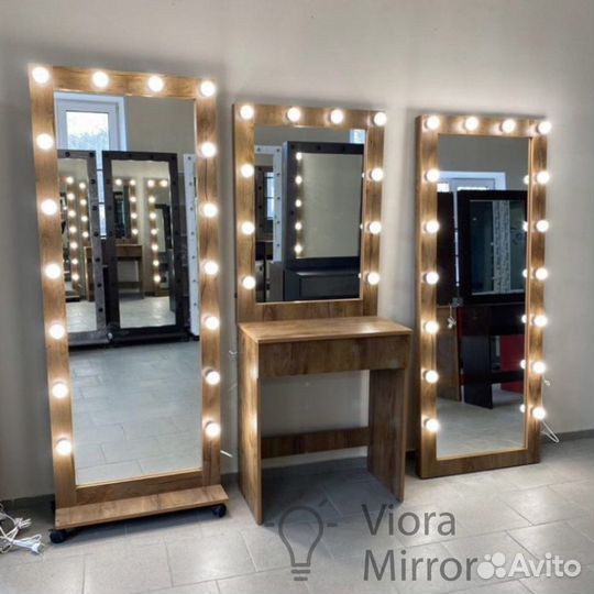Зеркало с подсветкой лампочками гримерное