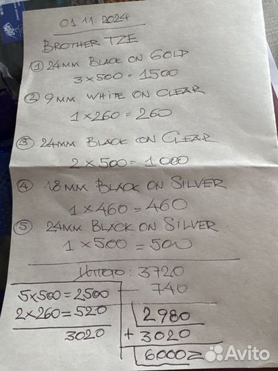 Картриджи для принтера типа Brother TZe