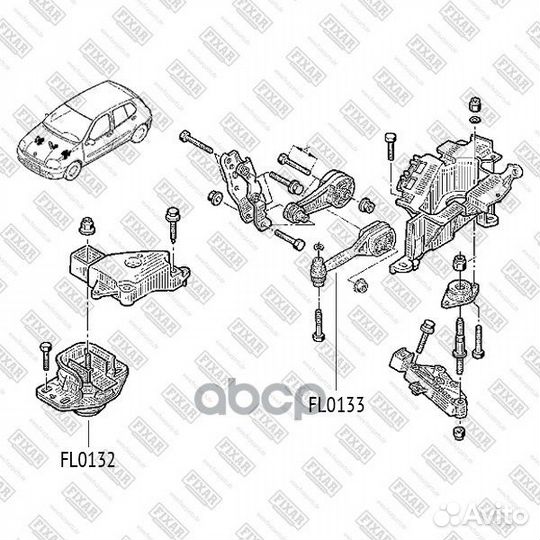 Опора двигателя задняя перед FL0133 fixar