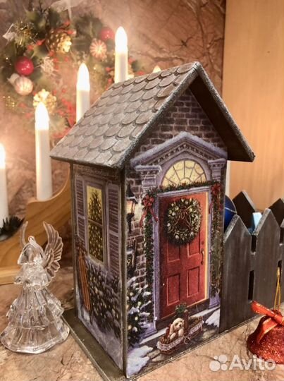 Новогодний Чайный домик с заборчиком для угощения