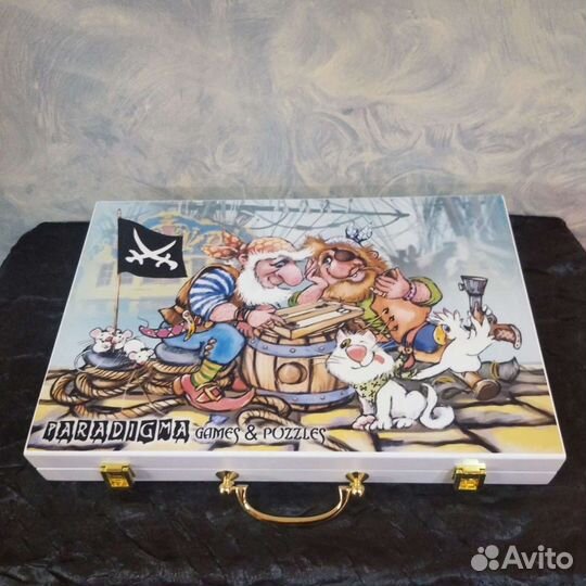 Нарды-VIP. Кейс. Пираты. Дерево-массив. Латунь