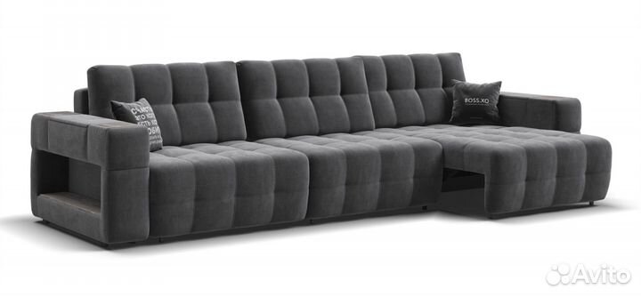 Диван boss.XO MAX велюр серый / wood Rock