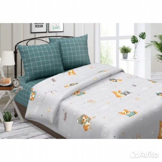 Ткань поплин для детского постельного белья Корги