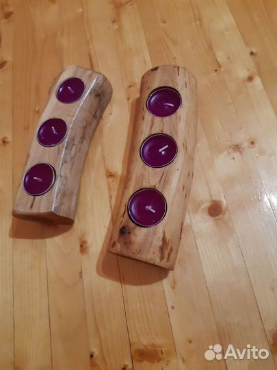 Подсвечник из натурального дерева