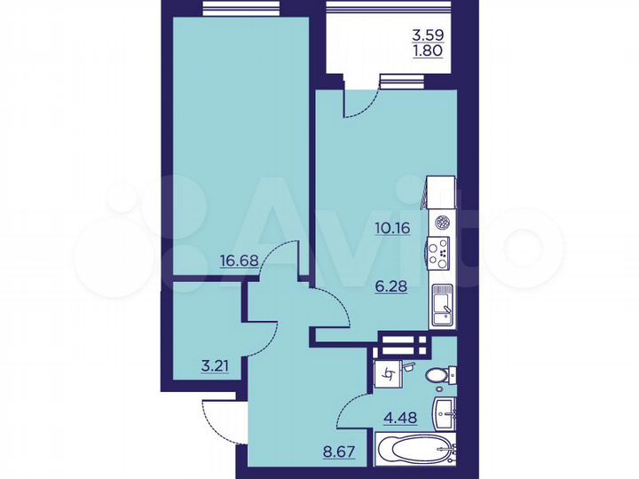 1-к. квартира, 51,3 м², 11/18 эт.