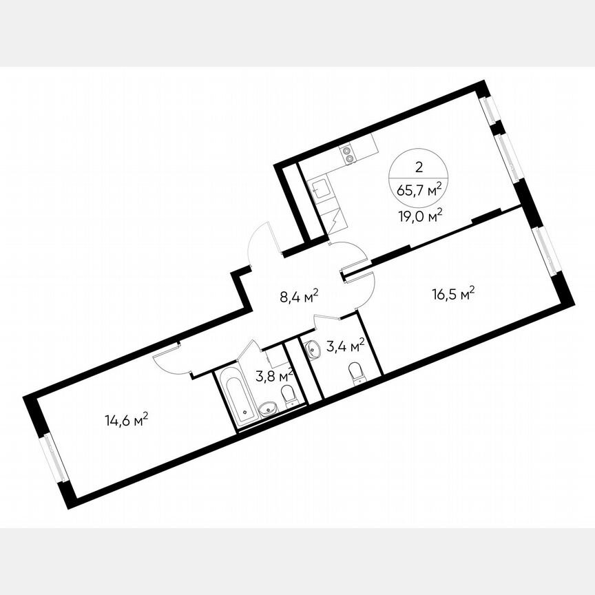 2-к. квартира, 65,7 м², 6/17 эт.