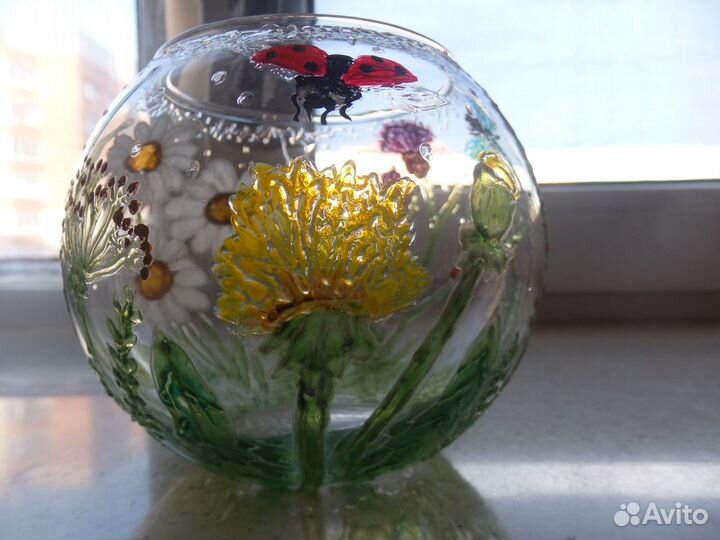 Ваза, подсвечник витражная роспись