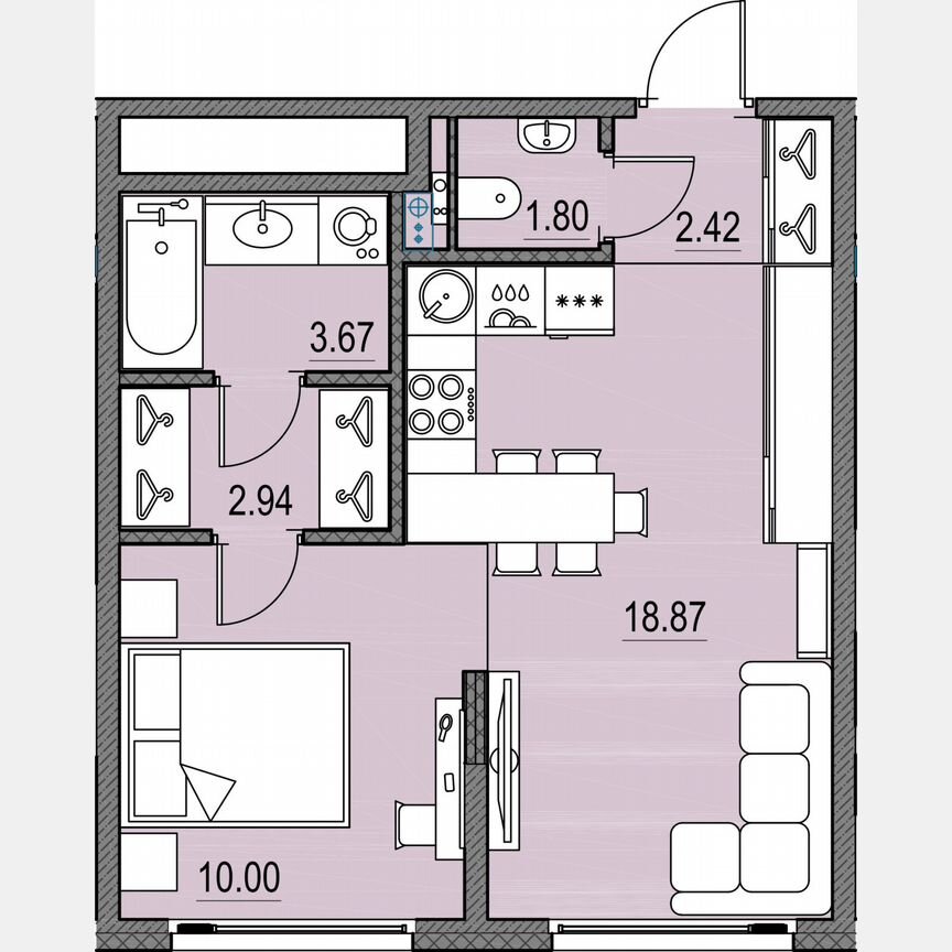 1-к. квартира, 39,7 м², 5/16 эт.