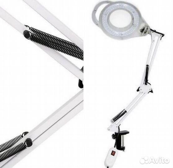 Белая лампа лупа светодиодная настольная