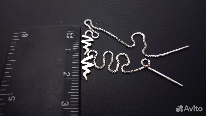 Серьги протяжки серебряные 9см