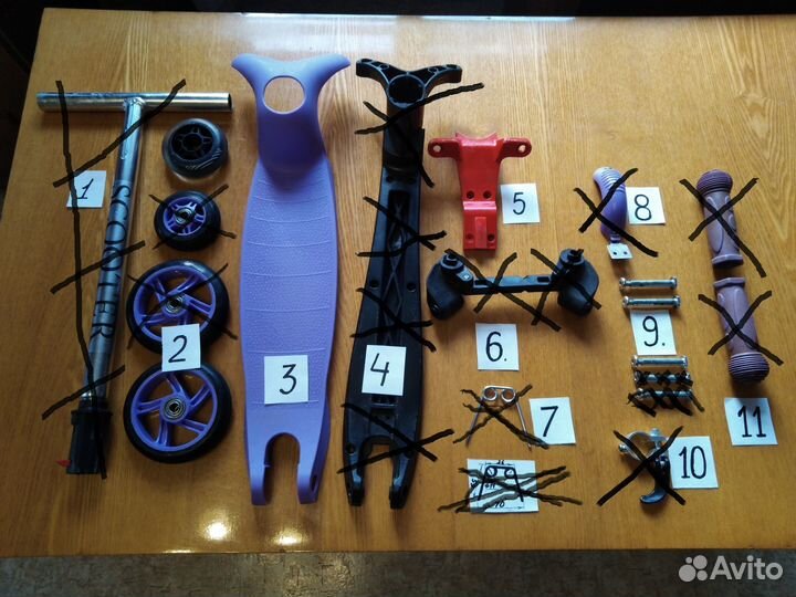 Запчасти для детского 3-х кол. самоката Scooter