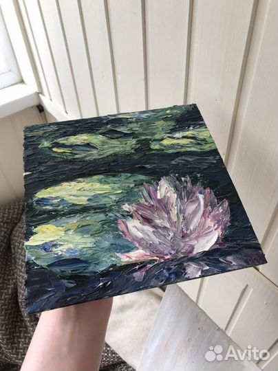 Картина Кувшинка, масло холст 20x20