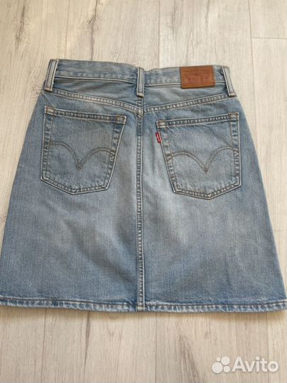 Юбка джинсовая Levis 40 42 XS S мини голубая